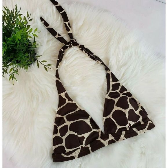 ISSAC MIZRAHI Animal Girafee Print Bra Top Size L - Picture 1 of 7